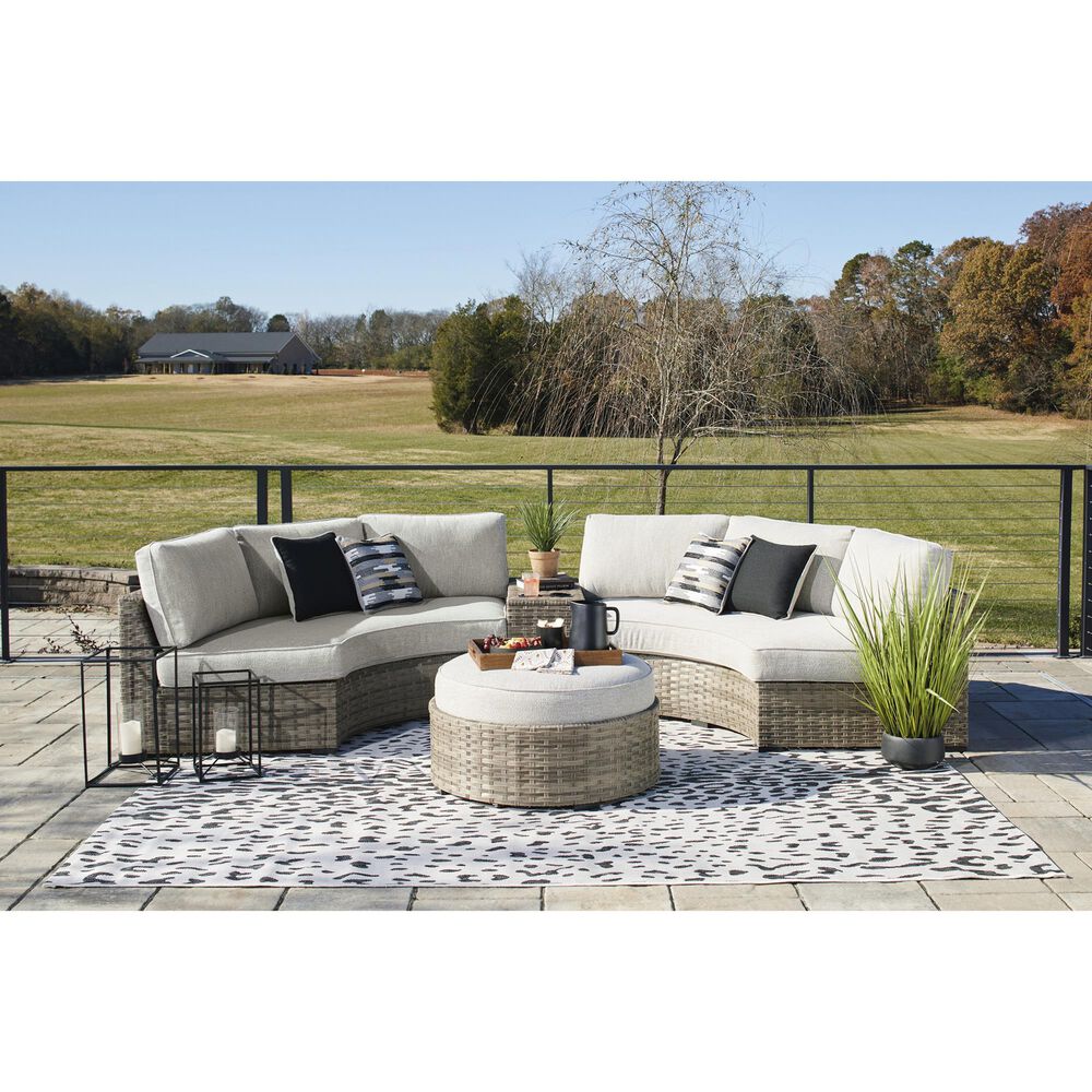 Ashley Calworth Patio Ottoman in Light Brown, , large