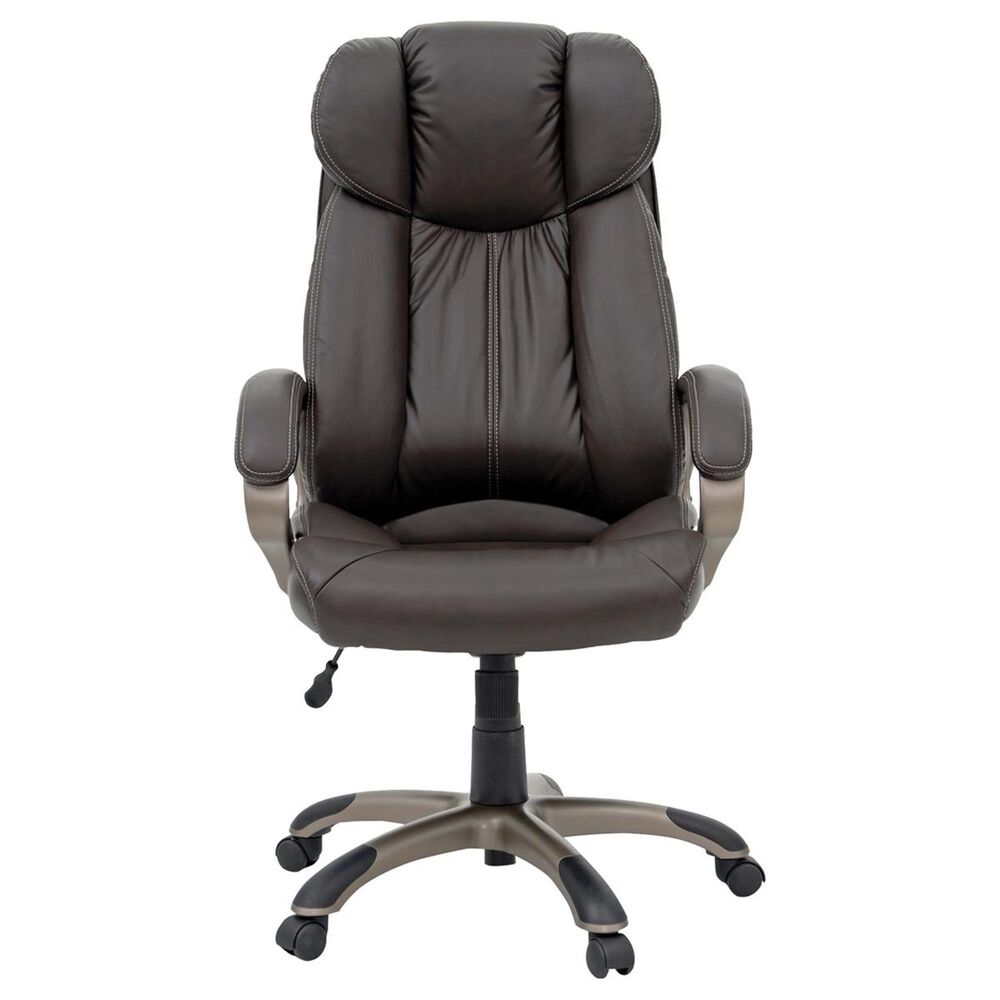 Sauder Gruga Deluxe Leather Executive Chair in Brown Nebraska