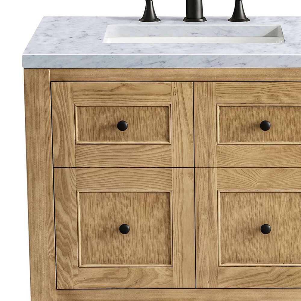James Martin Vanities Breckenridge 30&quot; Single Bathroom Vanity in Light Natural Oak with 3 cm Carrara White Marble Top and Rectangular Sink, , large