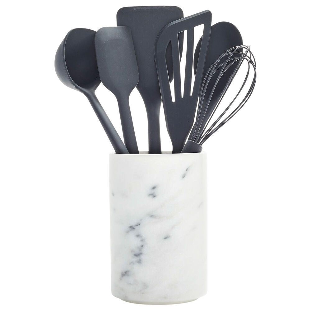 Green Pan Platinum Silicone 7-Piece Utensil Set with Crock in Charcoal Grey, , large