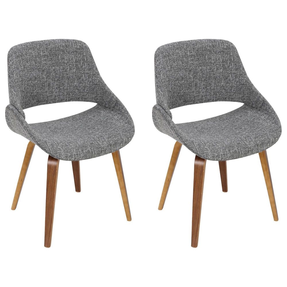 Lumisource Fabrico Side Chair with Grey Noise Upholstered in Walnut &#40;Set of 2&#41;, , large