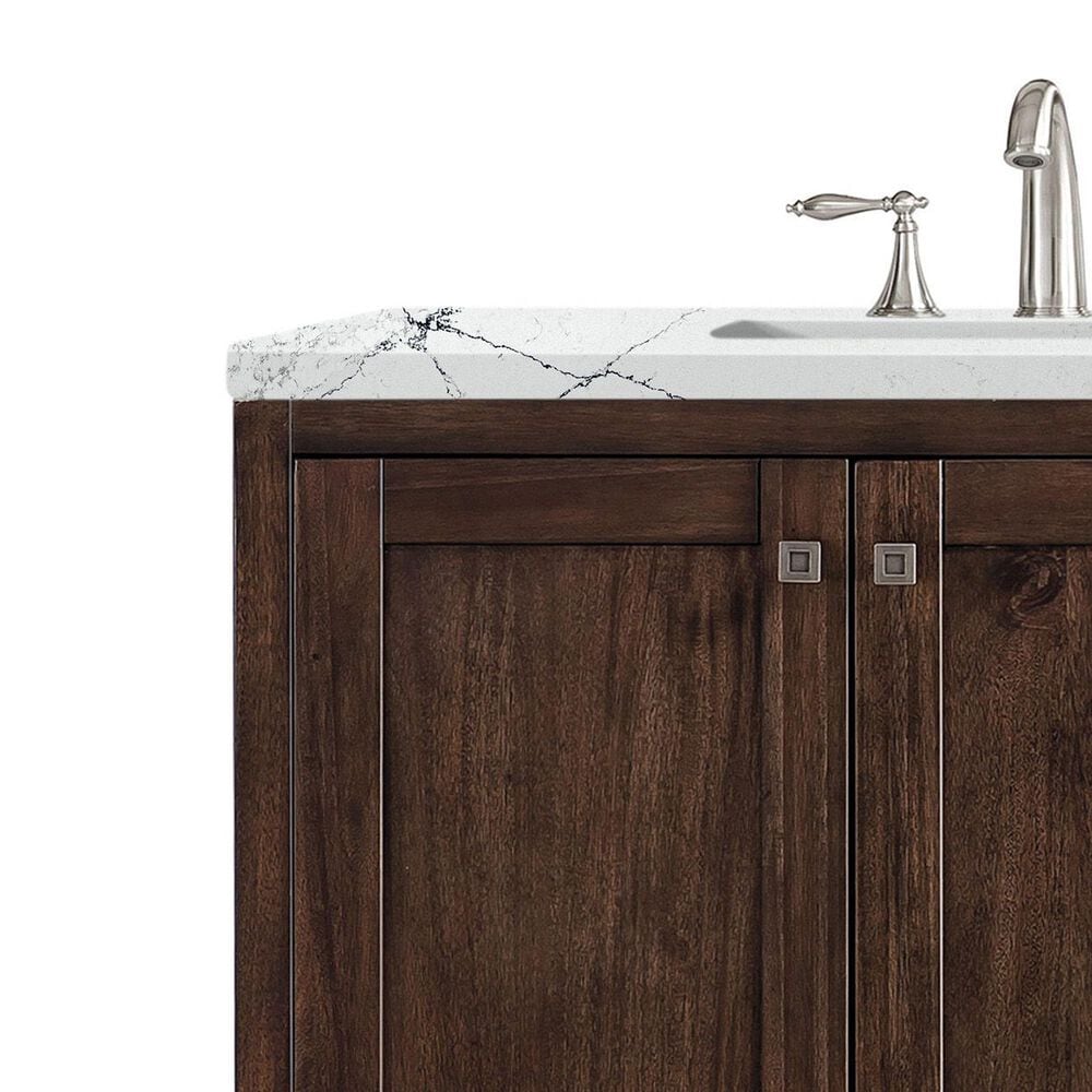 James Martin Vanities Addison 72&quot; Double Bathroom Vanity in Mid Century Acacia with 3 cm Ethereal Noctis Quartz Top and Rectangular Sinks, , large