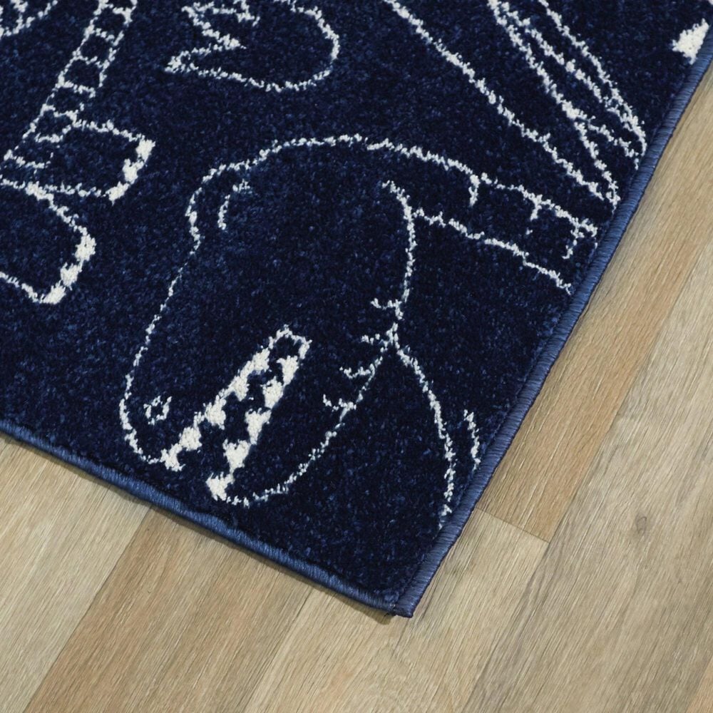 Balta Rugs Parker Dinosaur 3&#39;11&quot; x 5&#39;7&quot; Navy Kids Area  Rug, , large