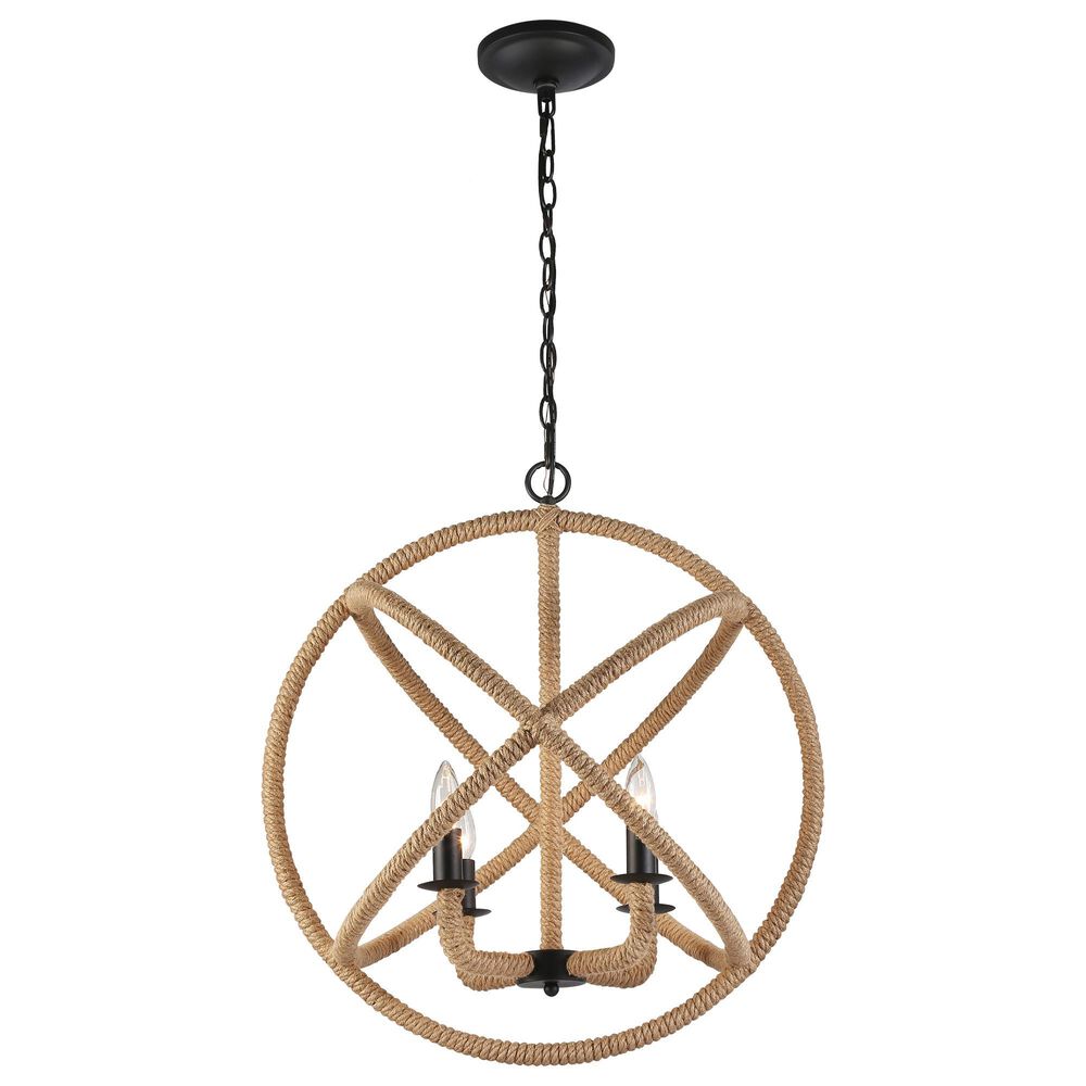 Golden Lighting Marina 4-Light Chandelier in Natural Black, , large