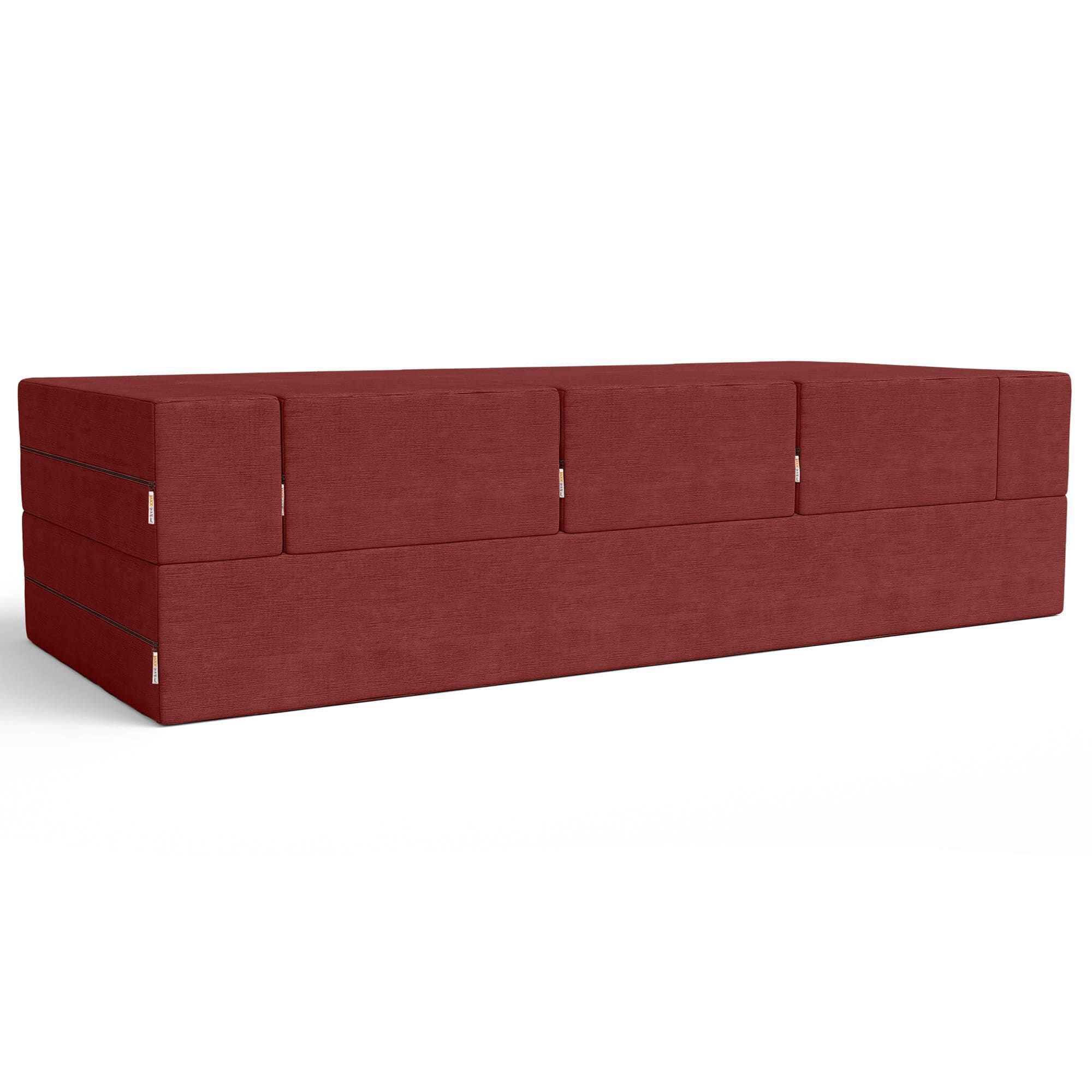 Jaxx Zipline 3-Piece Stationary Convertible Sleeper Sofa in Berry