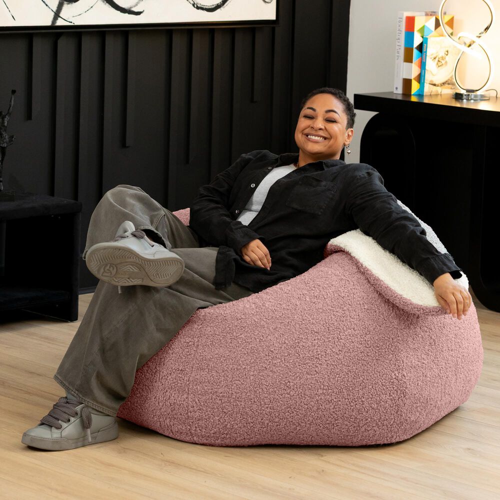 Jaxx HopSeat Bunny Oval Shaped Large Bean Bag Chair in Pink, , large