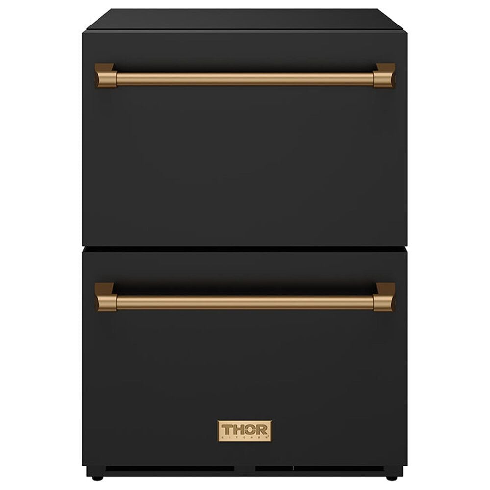 Thor Kitchen Gordon Ramsay 5.4 Cu. Ft. Undercounter Drawer Freezer with Bronze Handle Kit in Black, , large