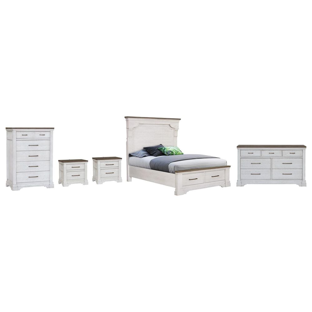 Sasha Lee Queen Storage Bed with Dresser Chest and 2 Nightstands in 2 Tone Hickory, , large