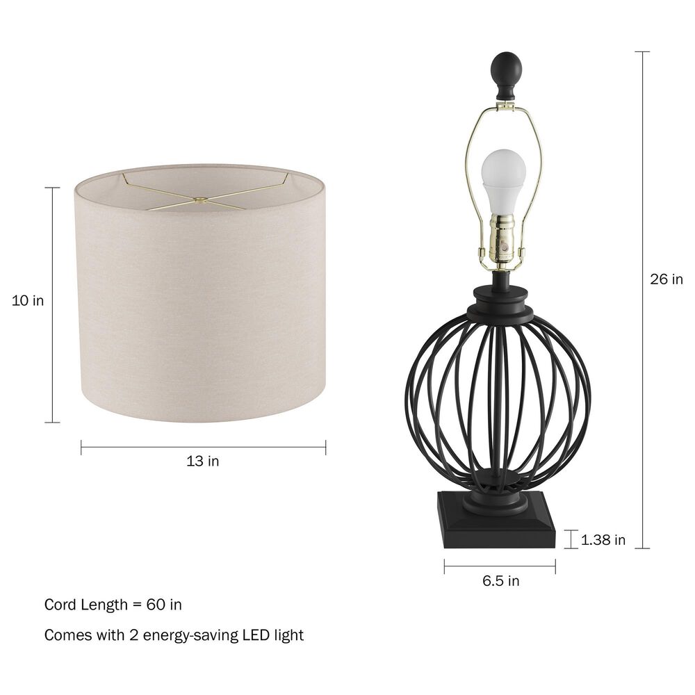 Timberlake Wrought Iron Open Cage Table Lamp in Matte Black (Set of 2), , large