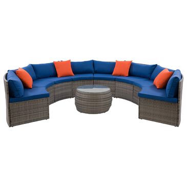 CorLiving Parksville 5-Piece Patio Sectional Set in Blended Grey/Oxford Blue, , large