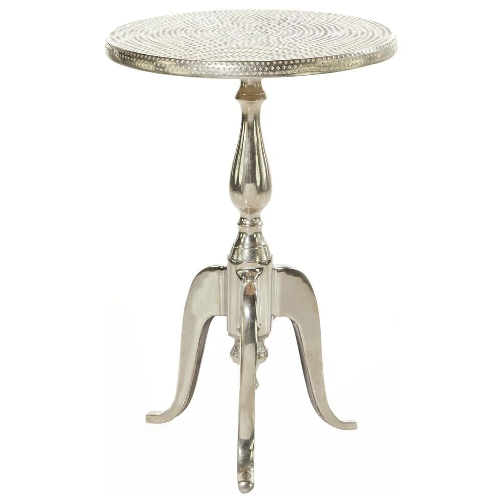 Maple and Jade 22" Traditional Dimple Pattern Accent Table in Silver, , large