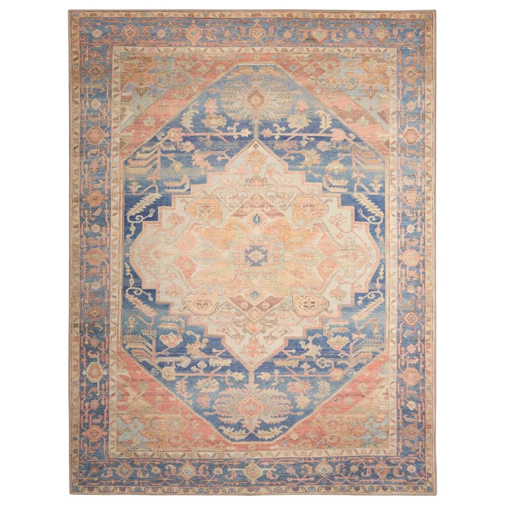 Nourison Vintage Washables Blue and Coral 9"10" x 13"2" Area Rug, , large