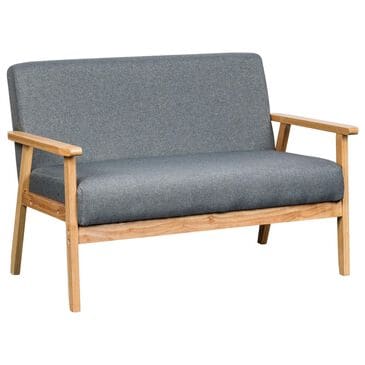 HOMLUX 45" Stationary Loveseat with Solid Wood Arms in Gray, , large