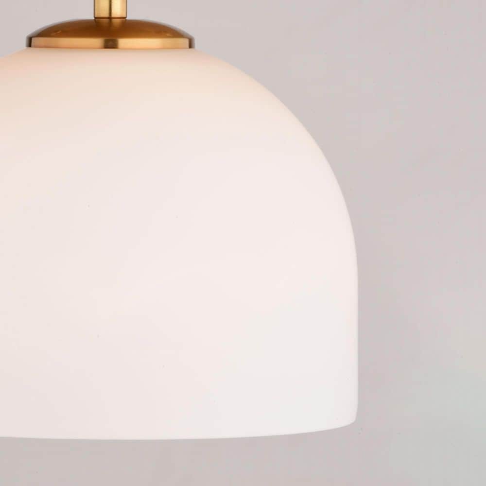 Vaxcel Shelby 1-Light Semi Flush Mount with Frosted White Opal Glass Shade in Natural Brass, , large