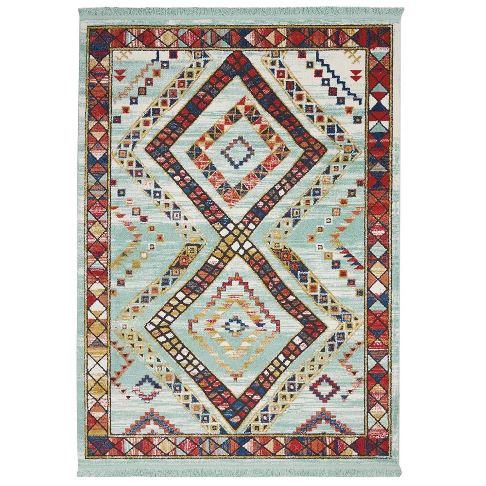 Nourison Navajo NAV02 6"7" x 9"7" Aqua Area Rug, , large