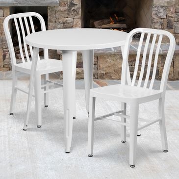 Flash Furniture 3-Piece Metal Table Set in White, , large