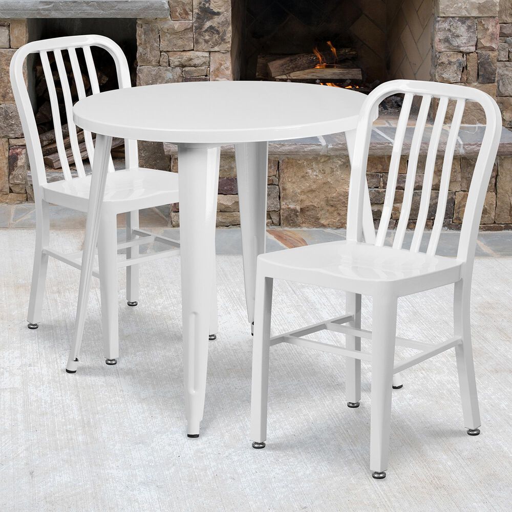 Flash Furniture 3-Piece Metal Table Set in White, , large
