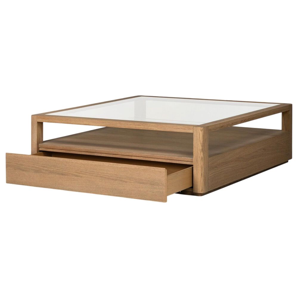 Four Hands Shiloh Coffee Table in Sandy Oak and Clear, , large