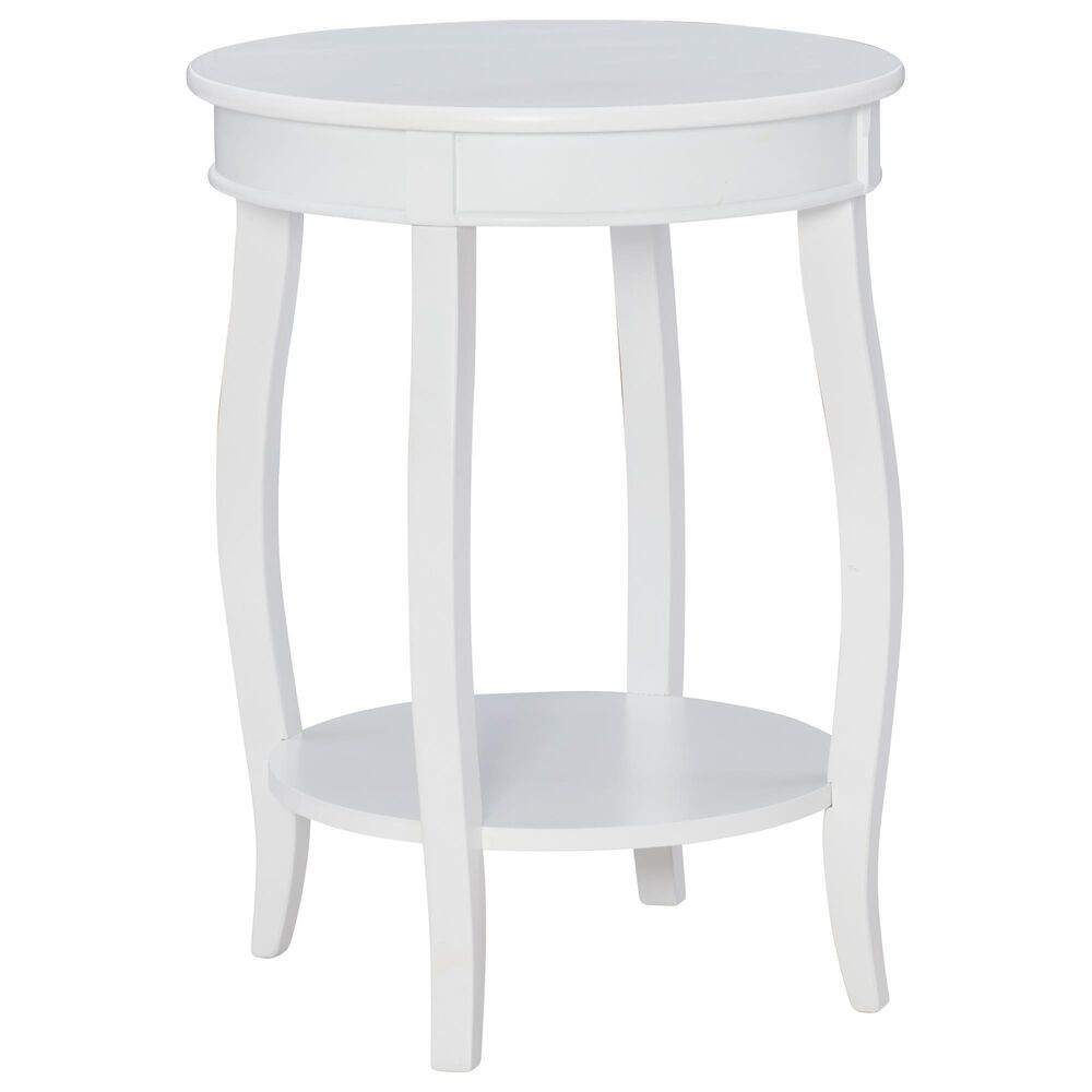 Linon Home Decor Rainbow Round Side Table in White, , large