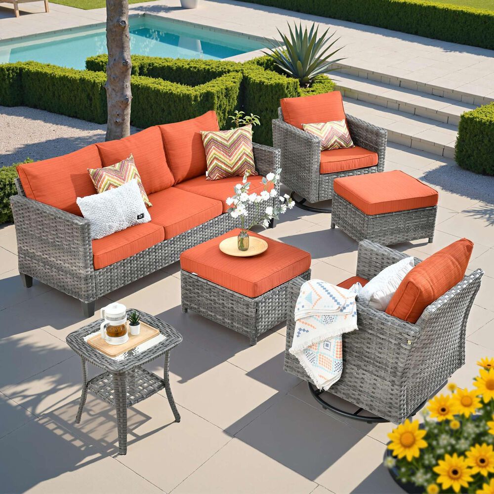 HOMLUX 6-Piece Patio Conversation Set in Orange, , large