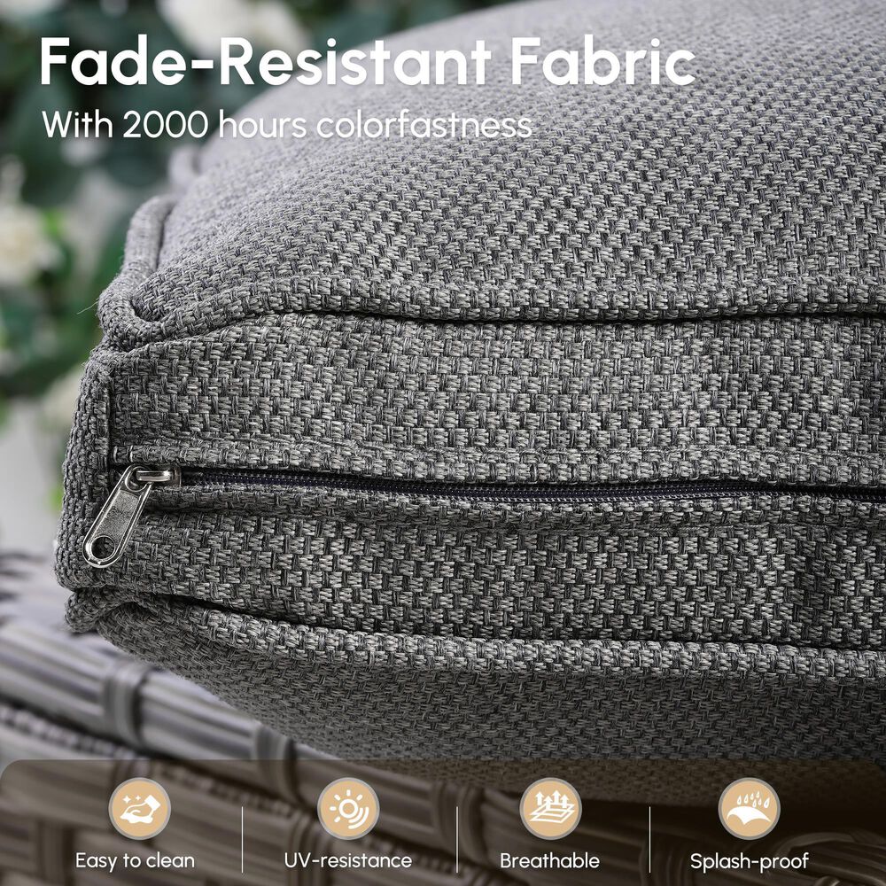 HOMLUX 5-Piece Patio Conversation Set with Two Ottomans in Dark Gray, , large