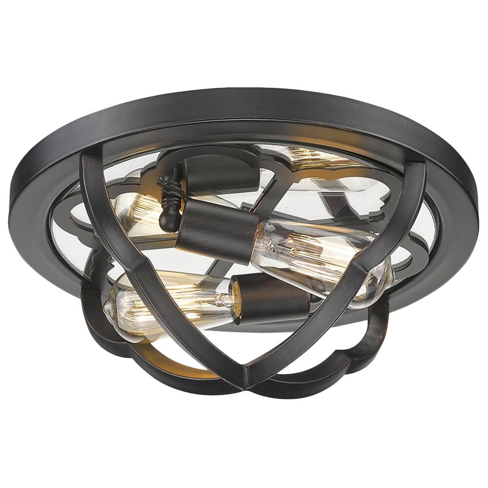 Golden Lighting Smithsonian Saxon Flush Mount in Aged Bronze, , large