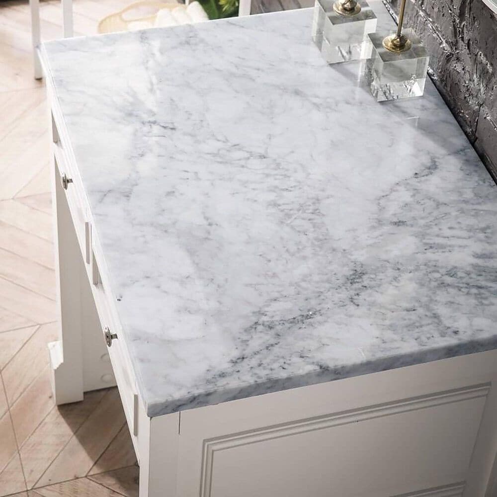 James Martin Vanities De Soto 30&quot; Countertop Unit in Bright White with 3 cm Carrara White Marble Top, , large