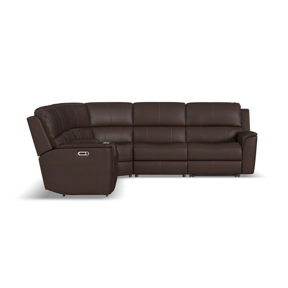 Flexsteel Henry 6-Piece Leather Power Reclining Sectional in Burnt Umber, , large