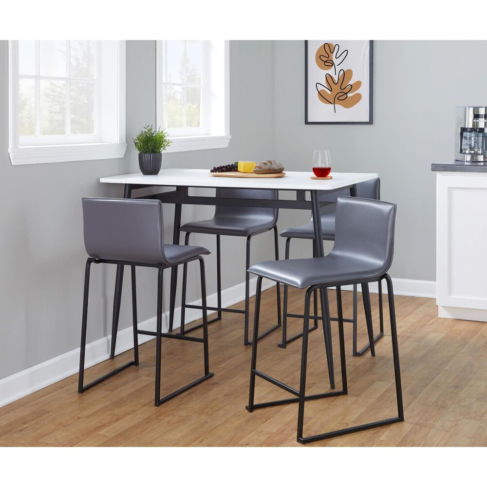 Lumisource Mara Counter Stool with Grey Cushion in Black &#40;Set of 2&#41;, , large