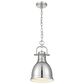 Golden Lighting Duncan 1-Light Small Pendant with Chain and Chrome Shade in Pewter, , large