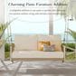 HOMLUX Patio Woven Rope Swing Sofa with White Steel in Beige, , large