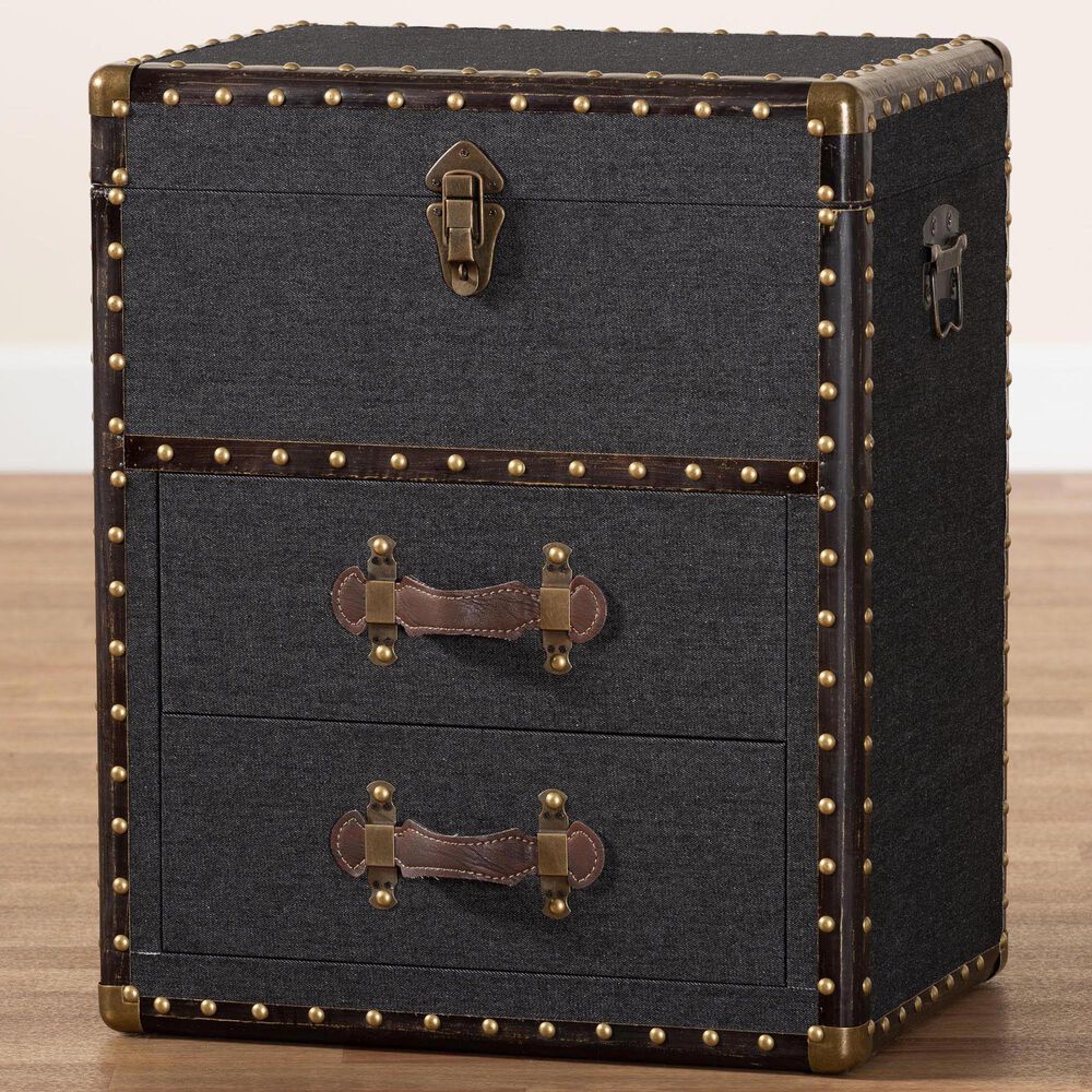 Baxton Studio Agatha 2-Drawer Storage Trunk in Black, , large