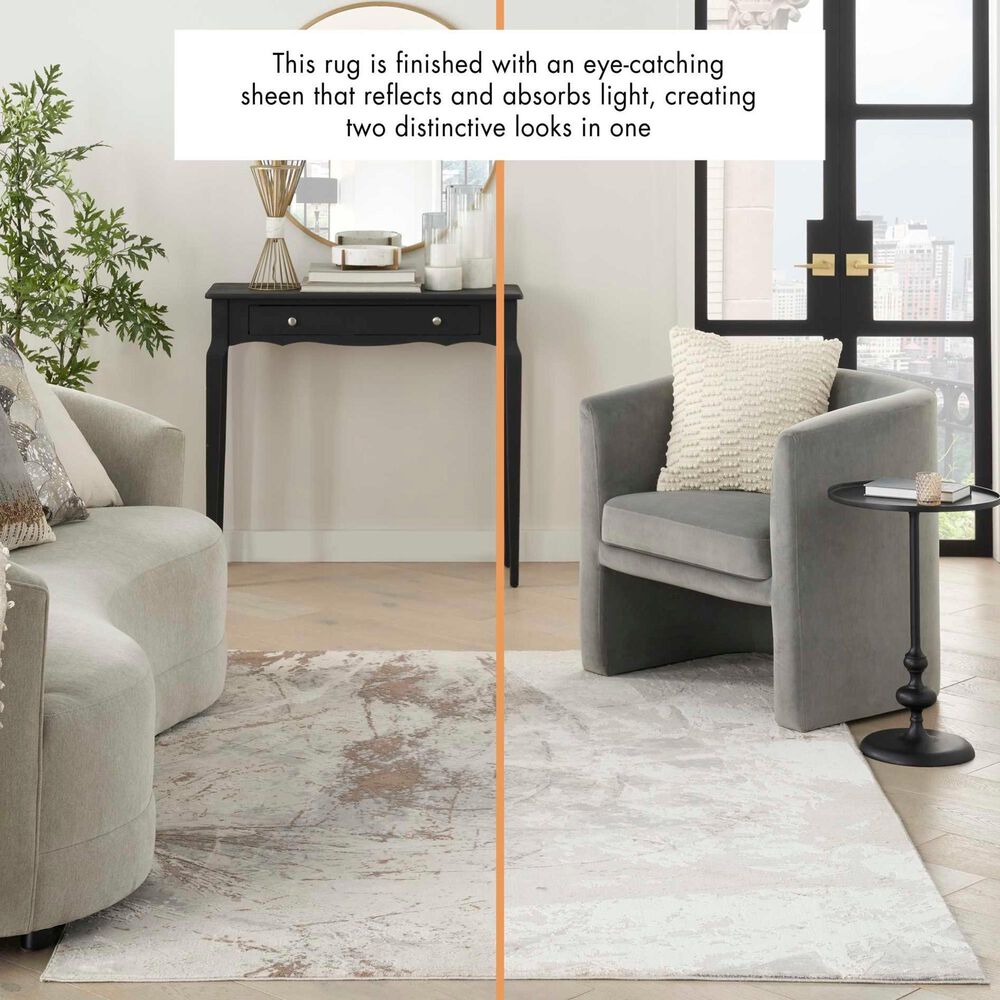 Nourison Desire Cream and Grey 6&#39; x 9&#39; Area Rug, , large