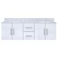 Lexora Home Geneva 60" Double Bathroom Vanity in Glossy White with 2 cm White Carrara Marble Top and Rectangular Sinks, , large