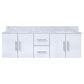 Lexora Home Geneva 60" Double Bathroom Vanity in Glossy White with 2 cm White Carrara Marble Top and Rectangular Sinks, , large