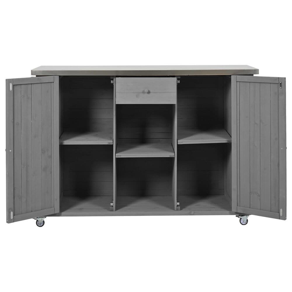 Hearth and Haven Outdoor Kitchen Island with Stainless Steel Top in Grey, , large