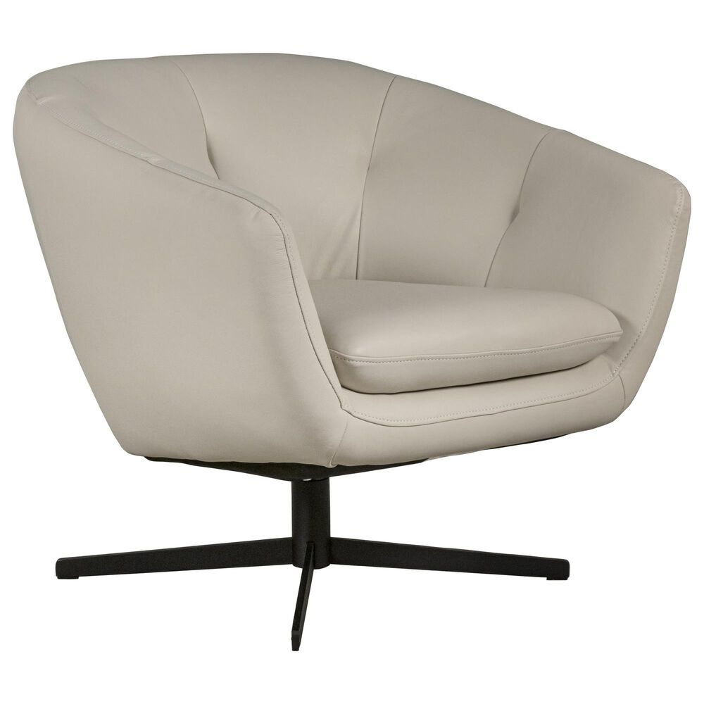 Superb Leather Leather Swivel Chair in Oslo Pebble, , large
