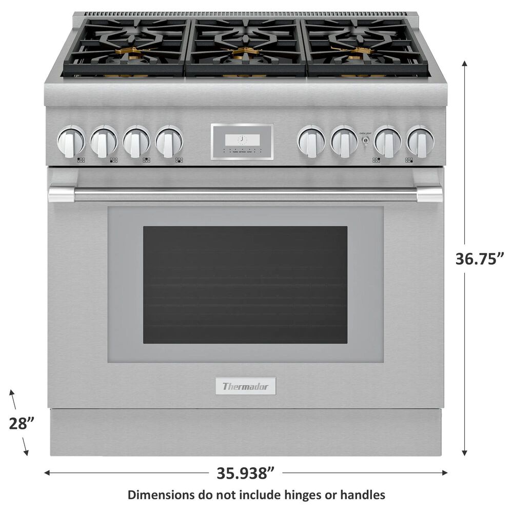 Thermador 36&quot; Professional Harmony Standard Depth Gas Range with 6 Burners in Stainless Steel, , large
