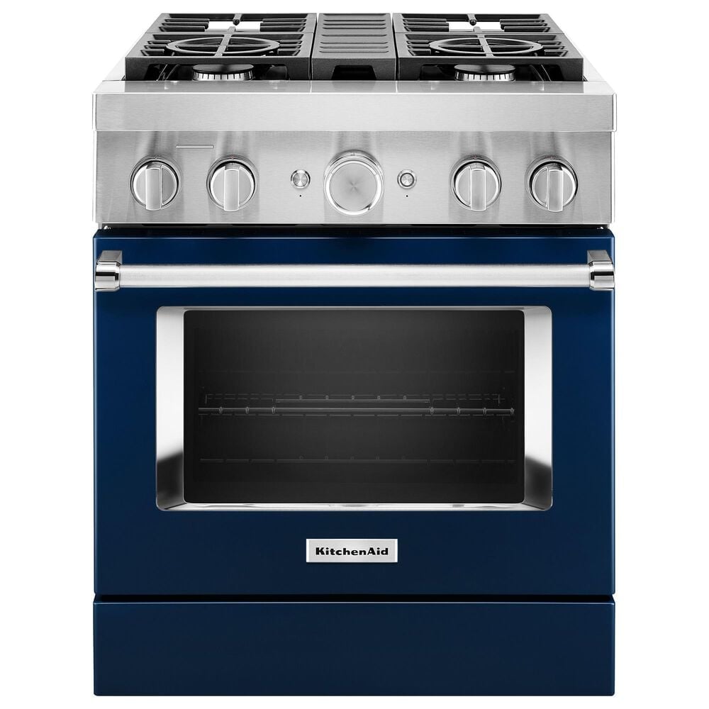 KitchenAid 30" Professional Smart Dual Fuel Range in Ink Blue, , large