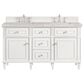 James Martin Vanities Lorelai 60" Double Vanity in Bright White with 3 cm Eternal Jasmine Pearl Quartz Top, , large