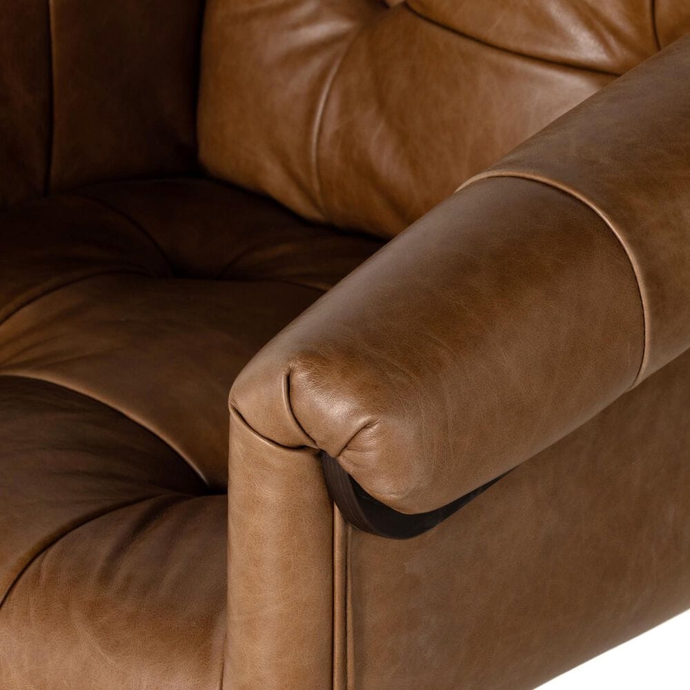 Four Hands Allston Desk Chair in Mocha Ash and Polished Aluminum, , large