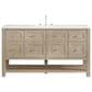 James Martin Vanities Breckenridge 60" Single Bathroom Vanity in Whitewashed Oak with 3 cm White Zeus Quartz Top and Rectangular Sink, , large