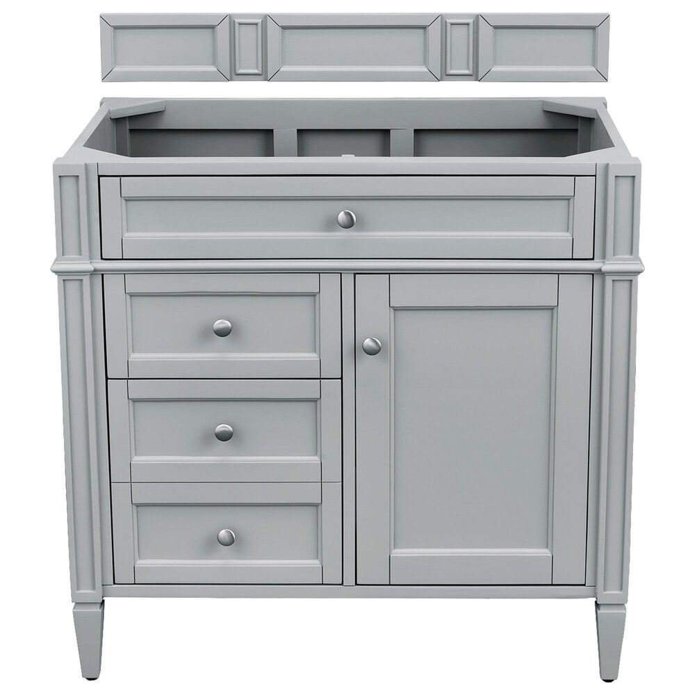 James Martin Vanities Brittany 36" Single Bathroom Vanity in Urban Gray with 3 cm Eternal Jasmine Pearl Quartz Top and Rectangle Sink, , large