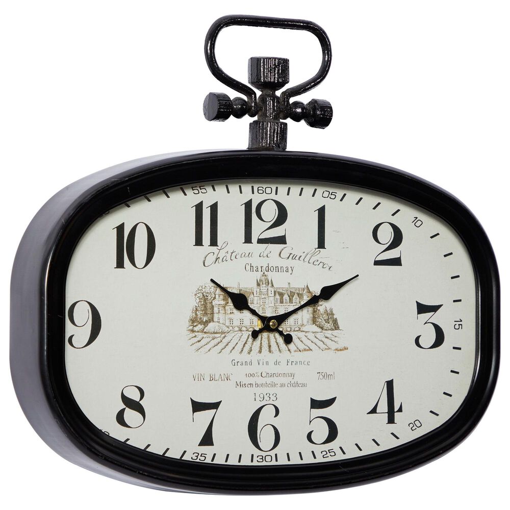 Maple and Jade Oval Wall Clock in Black, , large