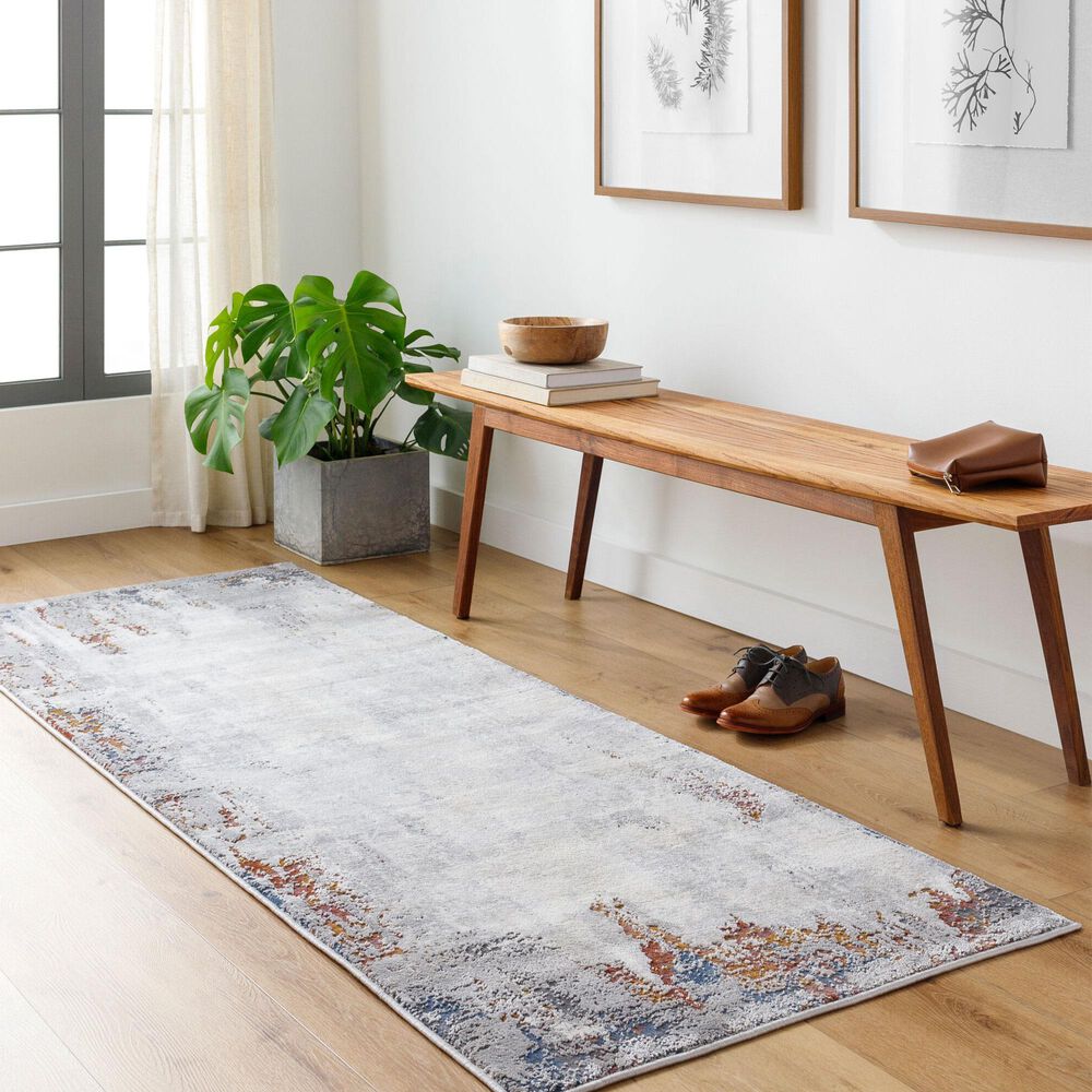 Surya Aisha 2&#39;7&quot; x 7&#39;7&quot; Charcoal, Light Gray, Lavender, Mustard, Gray, Off-White and Rust Runner, , large