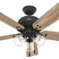 Hunter Shady Grove 52" LED Indoor Ceiling Fan with Light in Matte Black with Golden Maple Blades, , large