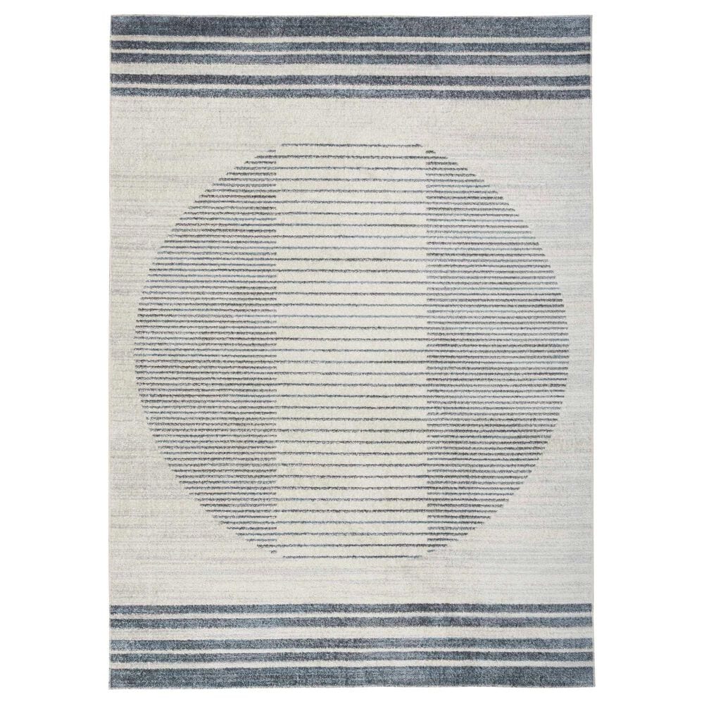 Nourison Astra Machine Washable ASW05 7"10" x 10" Ivory and Blue Area Rug, , large