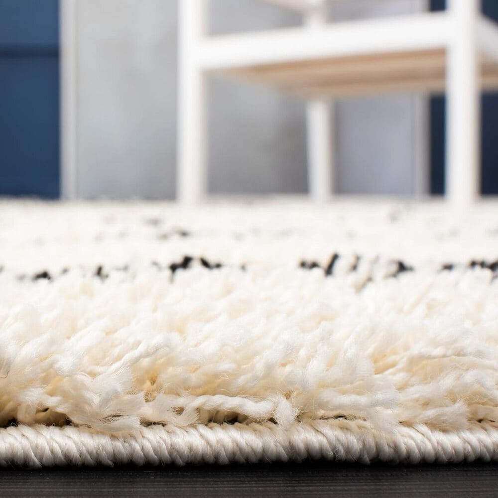 Safavieh Venus Shag VNS604A 6&#39;7&quot; Square Ivory and Black Area Rug, , large