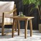 Hearth and Haven Selma Outdoor End Table with Slatted Top and Curved Legs in Natural Stained, , large