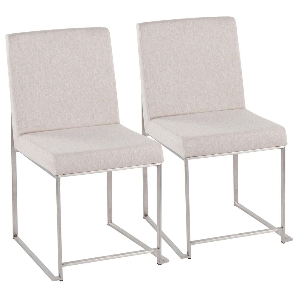 Lumisource Fuji Side Chair with Beige Cushion in Brushed Stainless Steel (Set of 2), , large